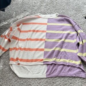 Fate Women's Striped Sweater - Orange, Yellow, Purple, Cream